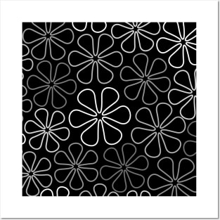 Abstract Flowers White Grays Black Posters and Art